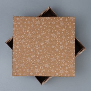 Складная коробка бурая «Звезды», 28х28х15 см