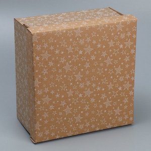Складная коробка бурая «Звезды», 28х28х15 см