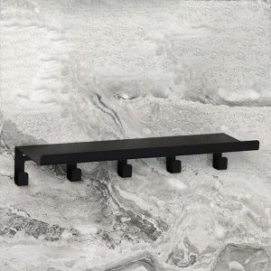 Полка с крючками «Лофт Арт», 35x10x6,5 см, цвет чёрный