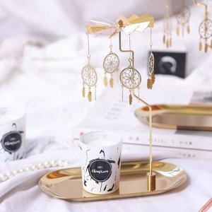 Noname Вращающийся подсвечник карусель на блюдце, золото