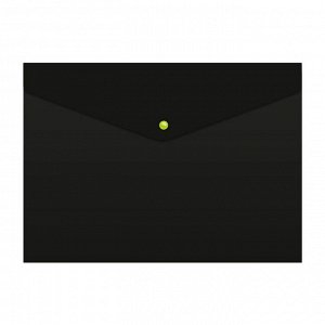 Папка-конверт на кнопке А4, 180 мкм, Calligrata No Secret, непрозрачная, черная, микс цветные кнопки