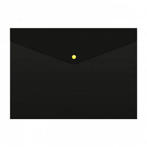 Папка-конверт на кнопке А4, 180 мкм, Calligrata, непрозрачная, чёрная, кнопки цветные, до 120 листов, МИКС
