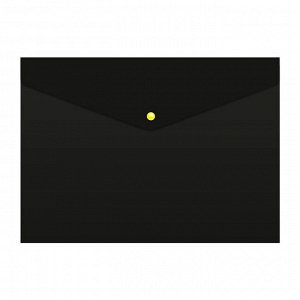 Папка-конверт на кнопке А4, 180 мкм, Calligrata No Secret, непрозрачная, черная, микс цветные кнопки