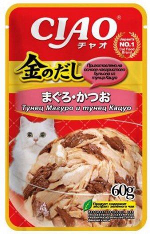 Inaba Ciao Kinnodashi влажный корм для кошек Тунец Магуро и Кацуо 60гр пауч АКЦИЯ!