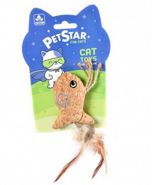 PET STAR Рыбка с мятой и перьями/текстиль 21*10см