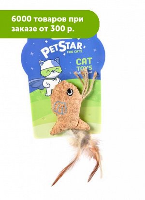 PET STAR Рыбка с мятой и перьями/текстиль 21*10см