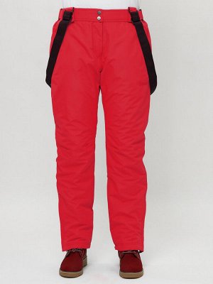 Полукомбинезон брюки горнолыжные женские big size красного цвета 66413Kr