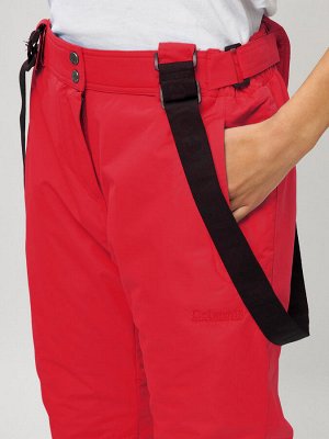 Полукомбинезон брюки горнолыжные женские big size красного цвета 66413Kr