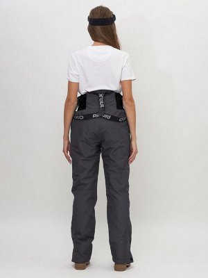 Полукомбинезон брюки горнолыжные женские темно-серого цвета 66789TC