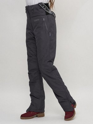 Полукомбинезон брюки горнолыжные женские темно-серого цвета 66789TC