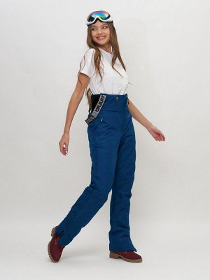 Полукомбинезон брюки горнолыжные женские темно-синего цвета 66789TS