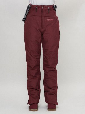 Полукомбинезон брюки горнолыжные женские темно-бордового цвета 66789Tb