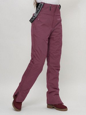 Полукомбинезон брюки горнолыжные женские бордового цвета 66789Bo