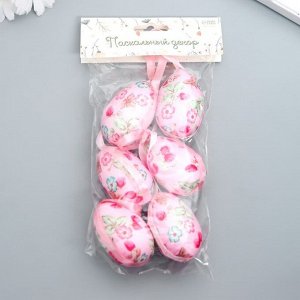 Декор пасхальный подвеска "Яйцо с цветочками" набор 6 шт МИКС 6х4 см