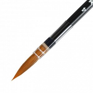 Кисть Roubloff Колонок микс серия QD15 № 4 ручка короткая черная матовая/ пластиковая обойма