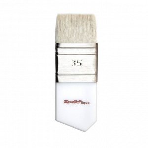 Кисть Roubloff белая коза серия Wide flat № 35 ручка короткая из оргстекла со скосом