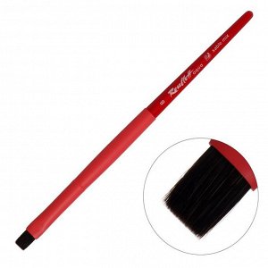 Кисть Roubloff соболь-микс серия Red flat № 8, плоская, ручка короткая красная, покрытие обоймы soft-touch