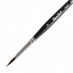 Кисть Roubloff Белка серия 141F № 3 ручка короткая фигурная черная матовая/ белая обойма