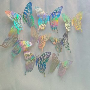 Интерьерные наклейки "бабочки" 12 шт., цветные