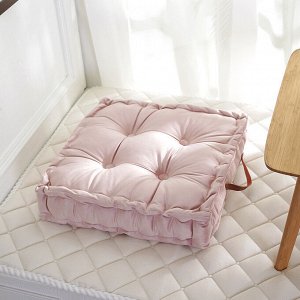 Подушка на стул бархатная квадратная, с ручкой, цвет розовый