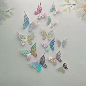 Интерьерные наклейки "бабочки" 12 шт., цветные