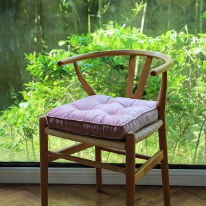Подушка на стул бархатная квадратная, с завязками, цвет розовый