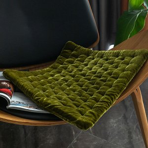 Подушка на стул бархатная квадратная, цвет коричневый