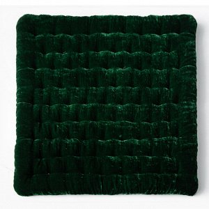 Подушка на стул бархатная квадратная, цвет темно-зеленый