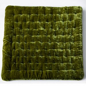 Подушка на стул бархатная квадратная, цвет зеленый