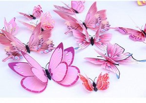 Интерьерное украшение "бабочки" 12 шт., цвет розовый