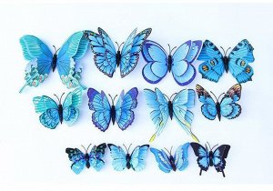 Интерьерное украшение "бабочки" 12 шт., цвет голубой