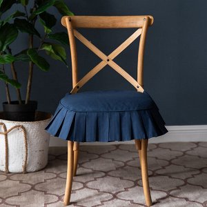 Подушка на стул с юбочкой, цвет синий