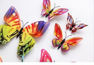 Интерьерное украшение "бабочки" 12 шт., разноцветные
