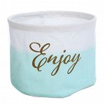 Корзинка для хранения настольная, принт &quot;enjoy&quot;, цвет белый/голубой