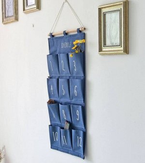 Подвесной органайзер на 12 пронумерованных карманов, цвет синий