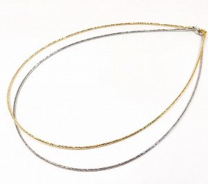 Шнурок металлический для подвесок 45 см застежка, золото\серебро (Корея)