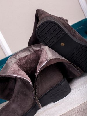 Женские сапоги высокие зимние на натуральном меху/ Комфортные и стильные сапоги на модной платформе  BA1438-4 мех