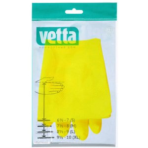 Перчатки резиновые желтые, S, VETTA