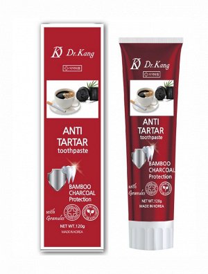 Зубная паста с бамбуковым углем для удаления зубного камня Dr.Kang ANTI TARTAR CHARCOAL, Ментол, 120г. Корея