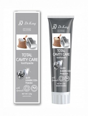 Зубная паста с серебром и содой Dr.Kang TOTAL CAVITY CARE SILVER & BAKING SODA для осветления эмали зубов Ментол 120г