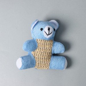 Мочалка - игрушка детская Доляна «Мишутка», сизаль, для купания, 10.5x11.5 см, голубая