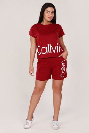 Костюм футболка+шорты - Callvin - 601 - бордовый