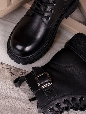 Гриндерсы/ Ботинки женские на платформе (G8529-1 Black мех)