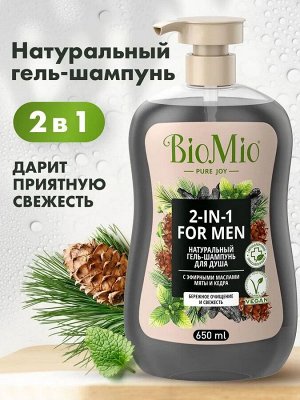 Гель-шампунь мужской д/душа BioMio Bio Shower Body&Hair gel Мята и кедр 650 мл