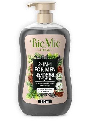 Гель-шампунь мужской д/душа BioMio Bio Shower Body&Hair gel Мята и кедр 650 мл