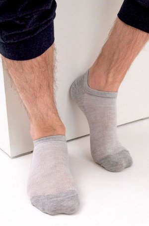 Укороченные базовые носки в сетку в размере: 29-31 (43-46). Цвет светло-серый меланж