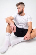 Высокие спортивные носки мужские однотонные на каждый день, цвет белый серая полоска