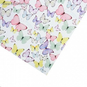 Бумага упаковочная глянцевая «Светлые бабочки», 70 × 100 см