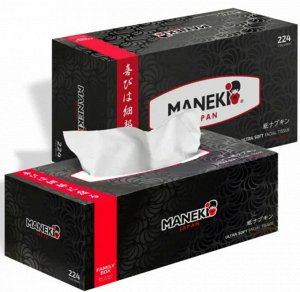 Салфетки бумажные "Maneki" Black&White BLACK с ароматом жасмина, 2 слоя, белые, 224 шт