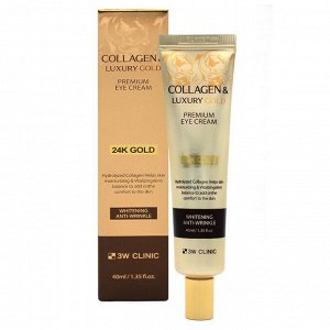 3W Clinic Крем для кожи вокруг глаз с золотом и коллагеном Eye Cream Collagen &amp; Luxury Gold Premium, 40 мл